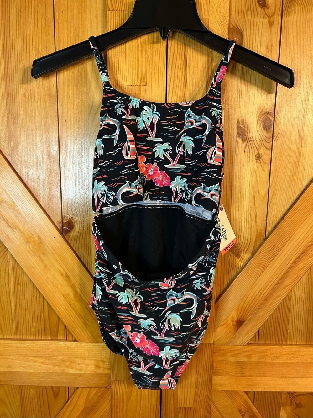 Salt Life swimsuit one piece tropical black Youth 16 nwt (0135)